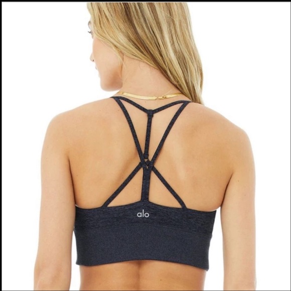 Alo Yoga Alosoft lavish sports bra in Navy color